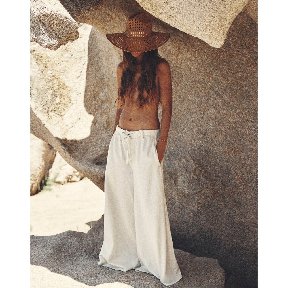 We The Free Free People Clover Wide Leg Solid Pants Drawstring Waist Small